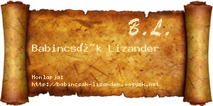Babincsák Lizander névjegykártya
